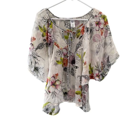 Anthropology Language 100% Silk Floral Blouse; XS - Picture 1 of 5